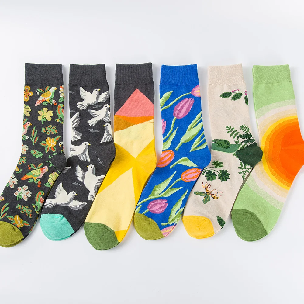  Yueli China design Cheap wholesale custom cotton crew colorful dress funny unisex happy socks fashion