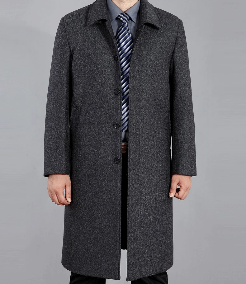 Classic lapel coat single-breasted long formal overcoat for man