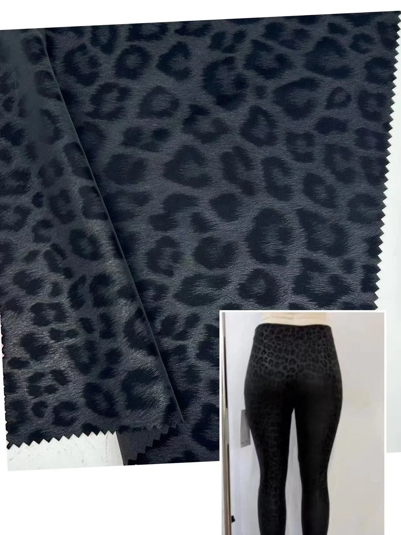 Leopard print Knitted fabric 4 stretch clothing pu polyester spandex leather fancy artificial Pu synthetic leather