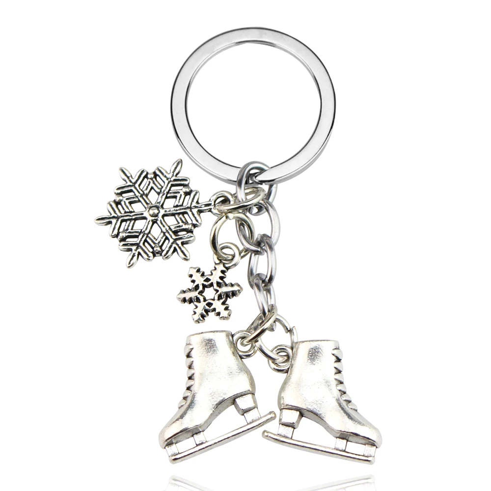 Girl Figure Skating Winter Sports Gifts Inspirational Metal Keyring DIY Charm Big/Litter Sister Skates Keychain