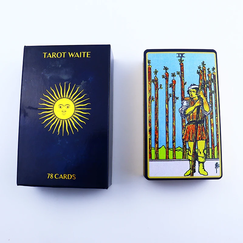 Custom Premium Tarot Deck Printed Eco Friendly 24K Gold Tarot Cards German Wholesale Plastic With Gold Edges Tarot Cards