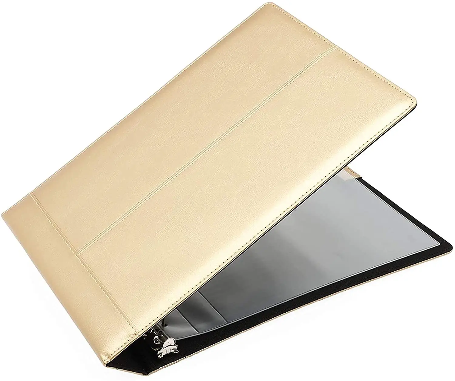 7 Ring Business Checkbook Binder (Champagne Gold, PU Leather)
