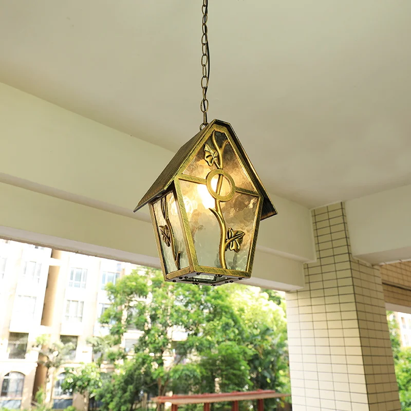 Outdoor retro Rustic Metal loft Vintage industrial aluminium glass Antique waterproof LED Outdoor Chandelier  Pendant lamp