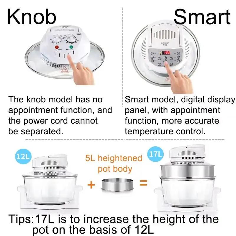 12L Household Oil-free Air fryer with 5 Accessories smart visual glass lightwave oven multi-function electric fryer air oven