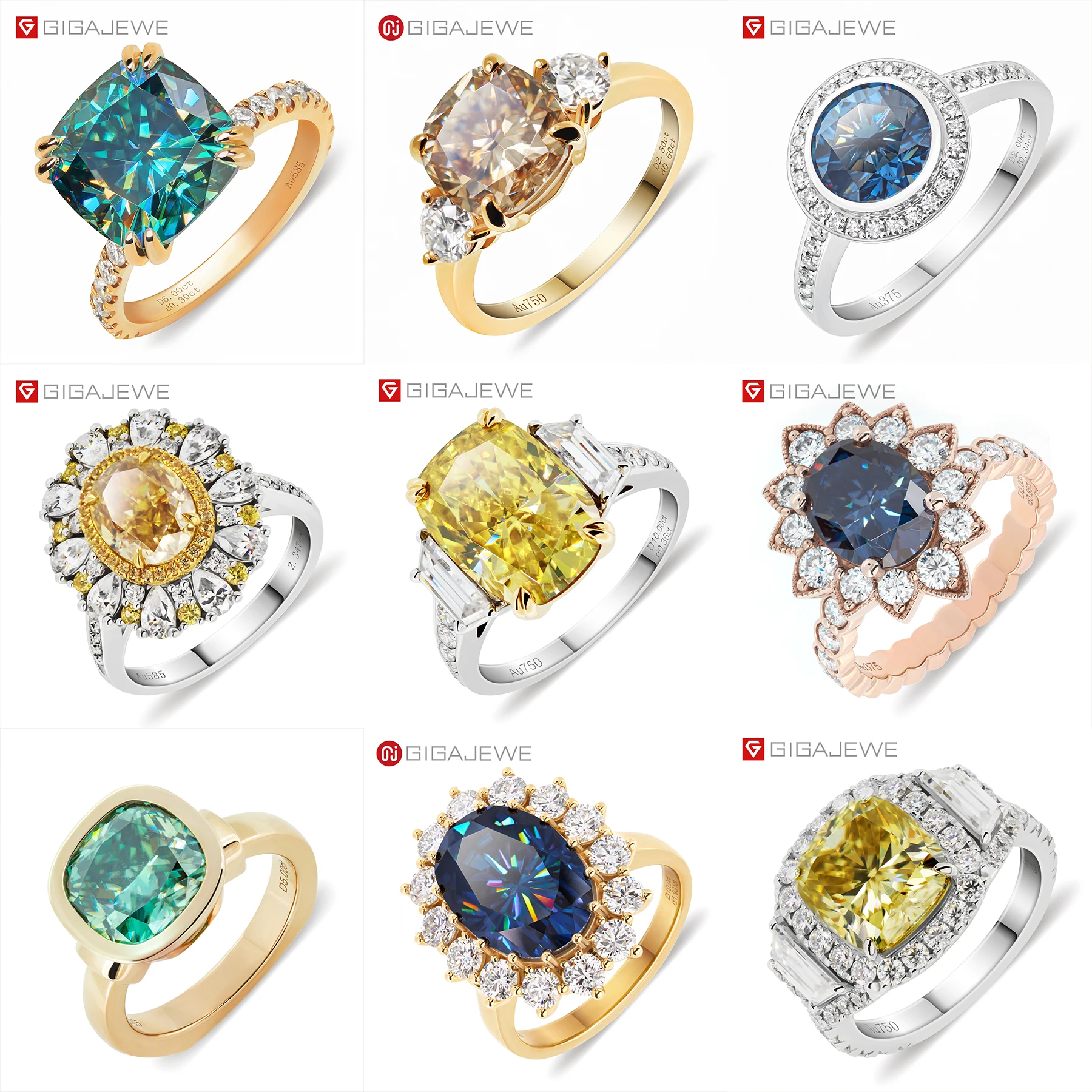 GIGAJEWE White D color round and fancy cut loose moissanite vvs1 clarity synthetic gemstone wholesale with GRA certificate