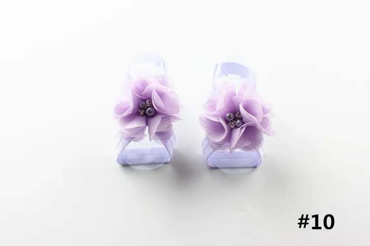 Baby Feet Accessories Photo Props Chiffon Flower Rhinestone Barefoot Sandals For Newborn Babies