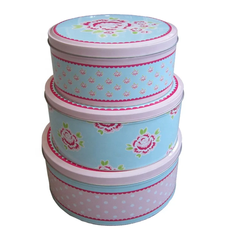 Custom Embossed Cake Packaging Round Tin Box