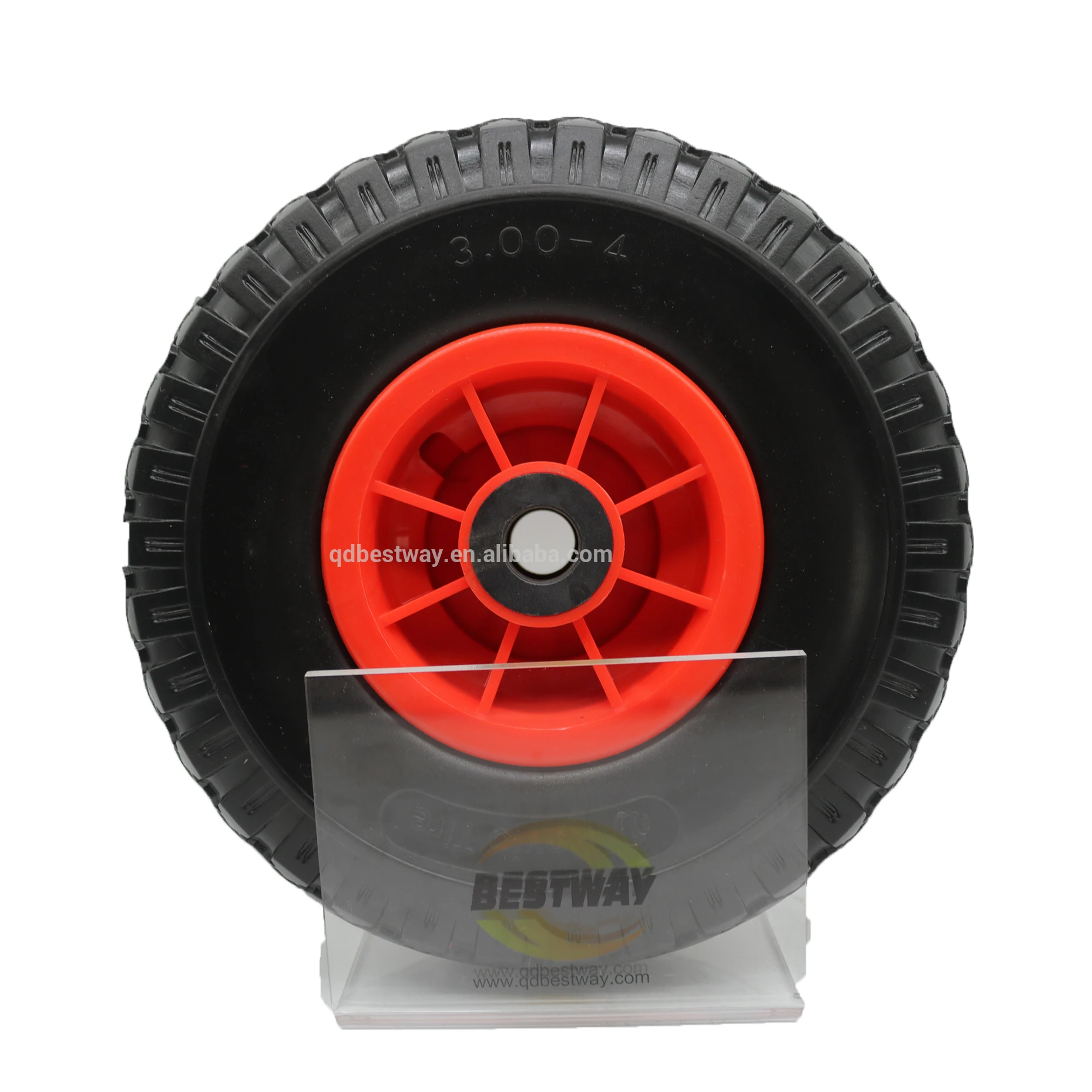 3.00-4 Puncture proof tyre plastic wheel, PU foam tire Solid tire wheel hand trolley wheelbarrow