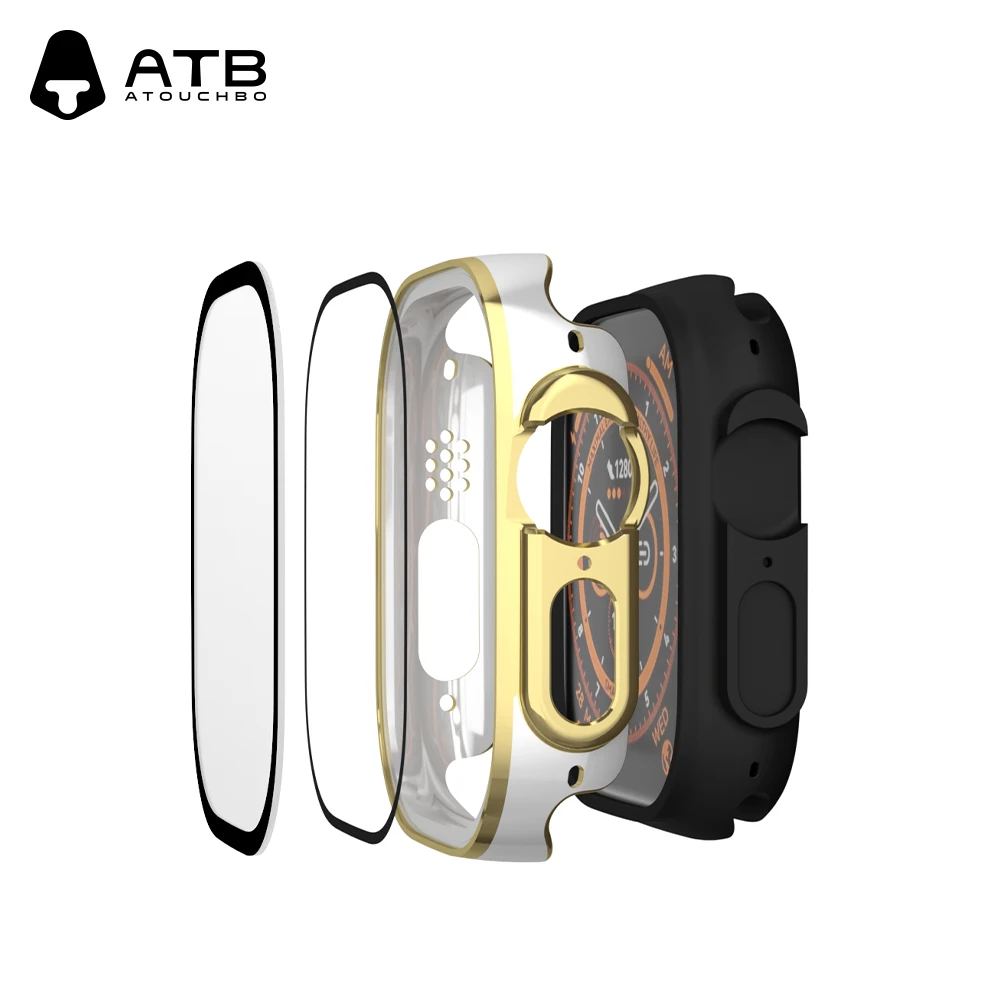 ATB для Apple Watch 38 40 42 44 45 49 мм жидкий ПК с закаленным стеклом защитный чехол iwatch