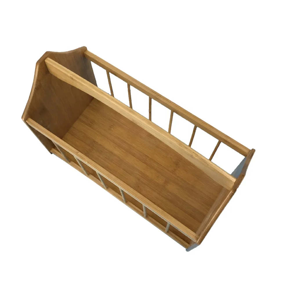 Space-Saving modern magazine file holder bamboo magazine racks with handle