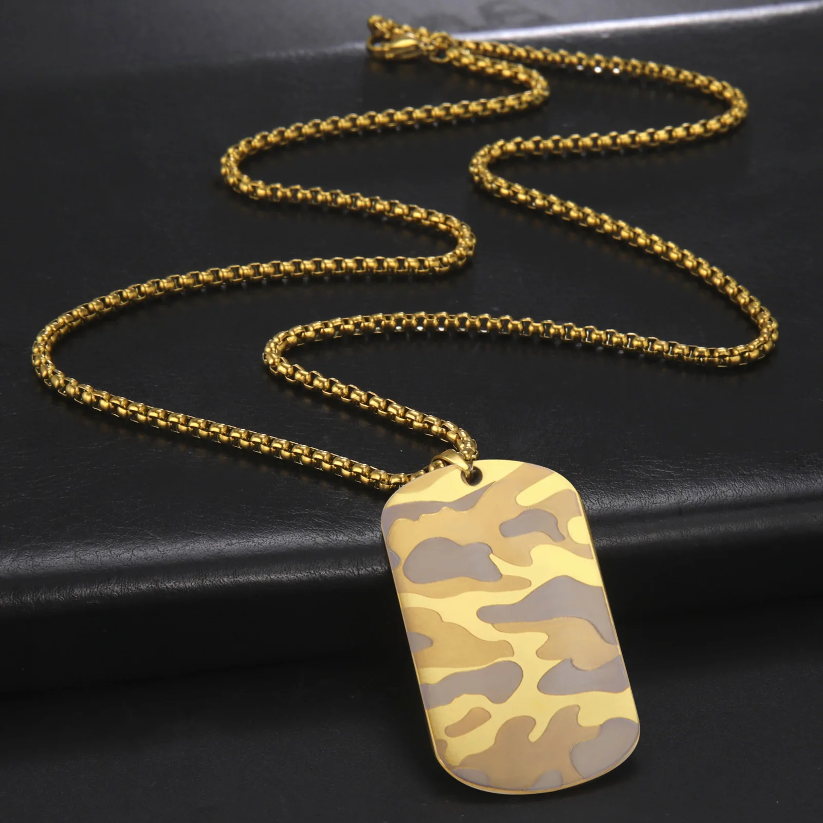 Personalized Stainless Steel Dog Tags Pendant Camouflage Pendant Men Necklace