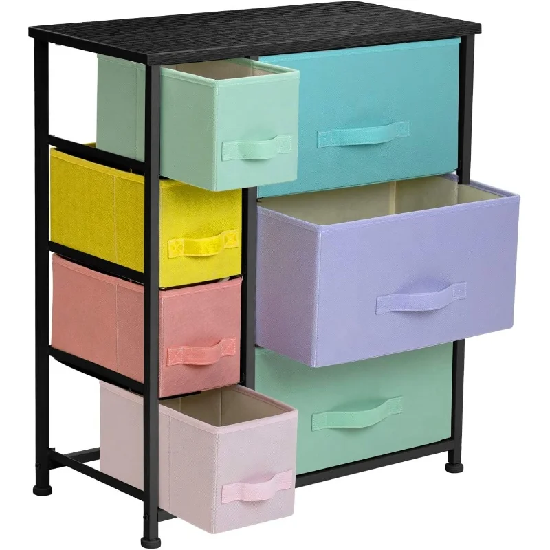 High quality Linen/Natural Design Vertical Dresser Storage Tower - Sturdy Steel Frame Wood Top with 5 Drawer