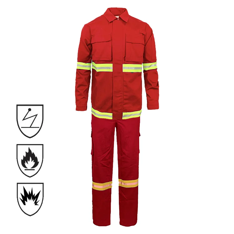 EN11612 NFPA2112 PPE Factory Oil Gas Field Safety Coverall Flame Resistant Clothing Hi Vis FR Anti Static Work Wear