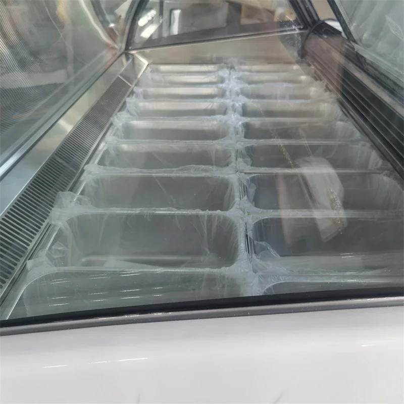 12/14/16/18 Pans OEM Ice Cream Display Popsicle Freezer Showcase Glass Door Gelato Display Case With 1/3 GN Pans