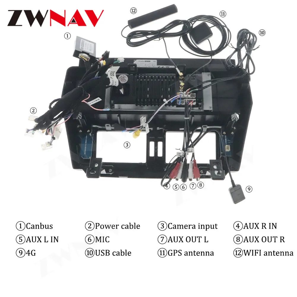 ZWNAV Touch Screen Android12 Car DVD Player GPS Navigation With Carplay Stereo Radio For Toyota Land Cruiser Prado 150 2014-2017