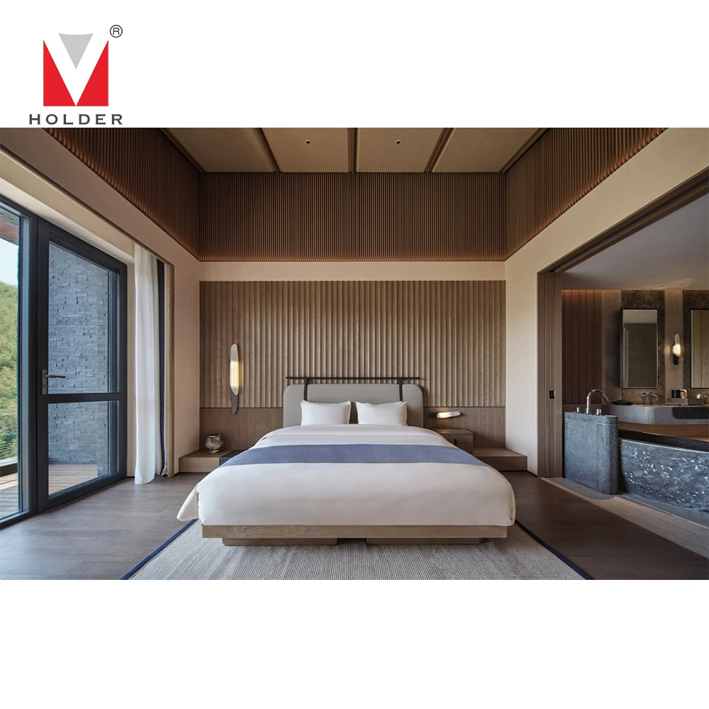 Light Luxury Custom Popular 5 Star Hotel Modern Hotel Living Room Wooden Suite Furniture Hotel Bedroom Set