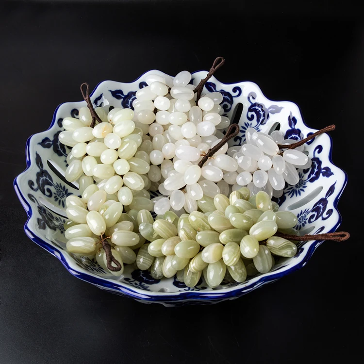25pcs 50pcs 100pcs Wholesale Luxury White and Green Afghanistan Jade Grape for Home Decor Luxury Accessories Decoration