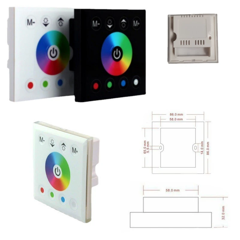 LED4-channel RGBW touch screen controller shell RGBW light strip panel light colorful dimmer plastic switch shell