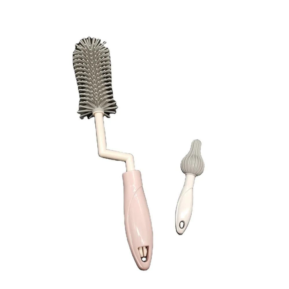 
360 Degree Rotating Bottle brush Silicone Baby Milk Feeding Bottle Brush Nipple Cleaning Cup Scrubber Washing Brushes 
