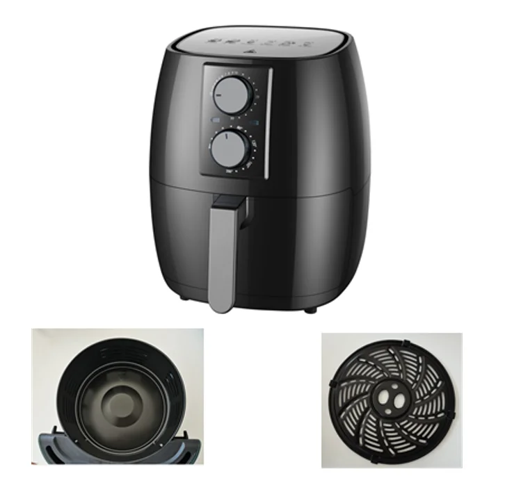 Adjustable Time And Temperature Fry With 98% Less Oil Family Size 4.7-Quart Black Air Fryer