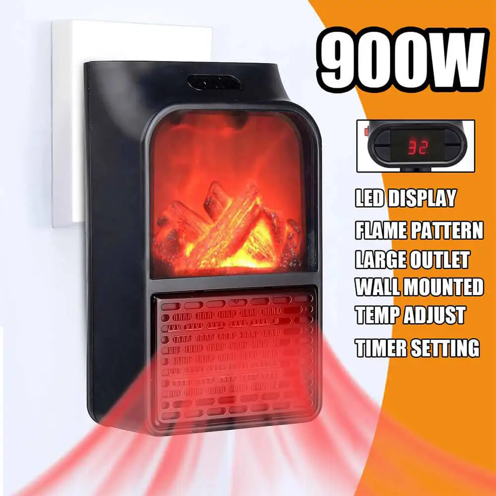 2 in 1 wall mounted 900 watt electric Flame Heater with Remote Control Warmer Home Bedroom Office Warmer Radiator