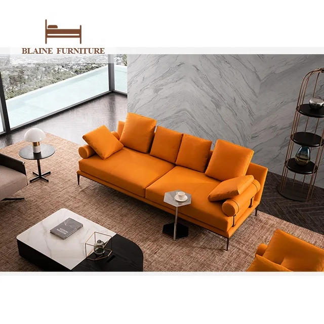 Innovative Design Italian Furniture Set Modern Sofa Luxury 2 Seater Modular Straight Shaped Couch Genuine Leather Sofa