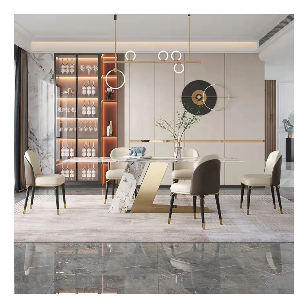 Современная роскошная Обеденная Мебель Высокого Качества, дизайнерский керамический обеденный стол с стулом, набор обеденного стола большого размера на 8 мест