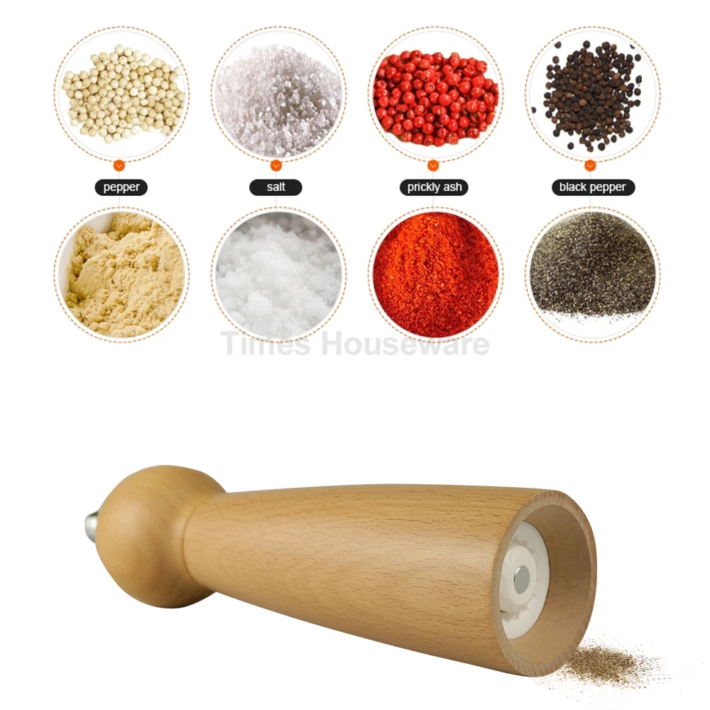 
Mini portable size 6 inch beech wood salt pepper grinder manual mills 
