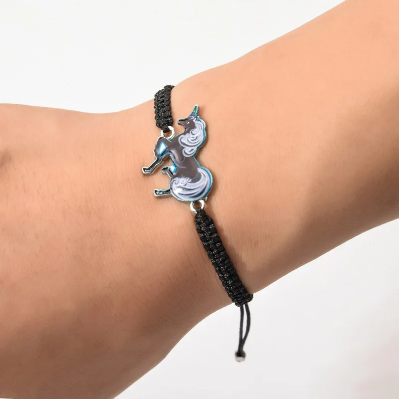 wholesale charms color Unicorn braided rope bracelet set enamelled fashion comic card Love Unicorn Girl bracelet