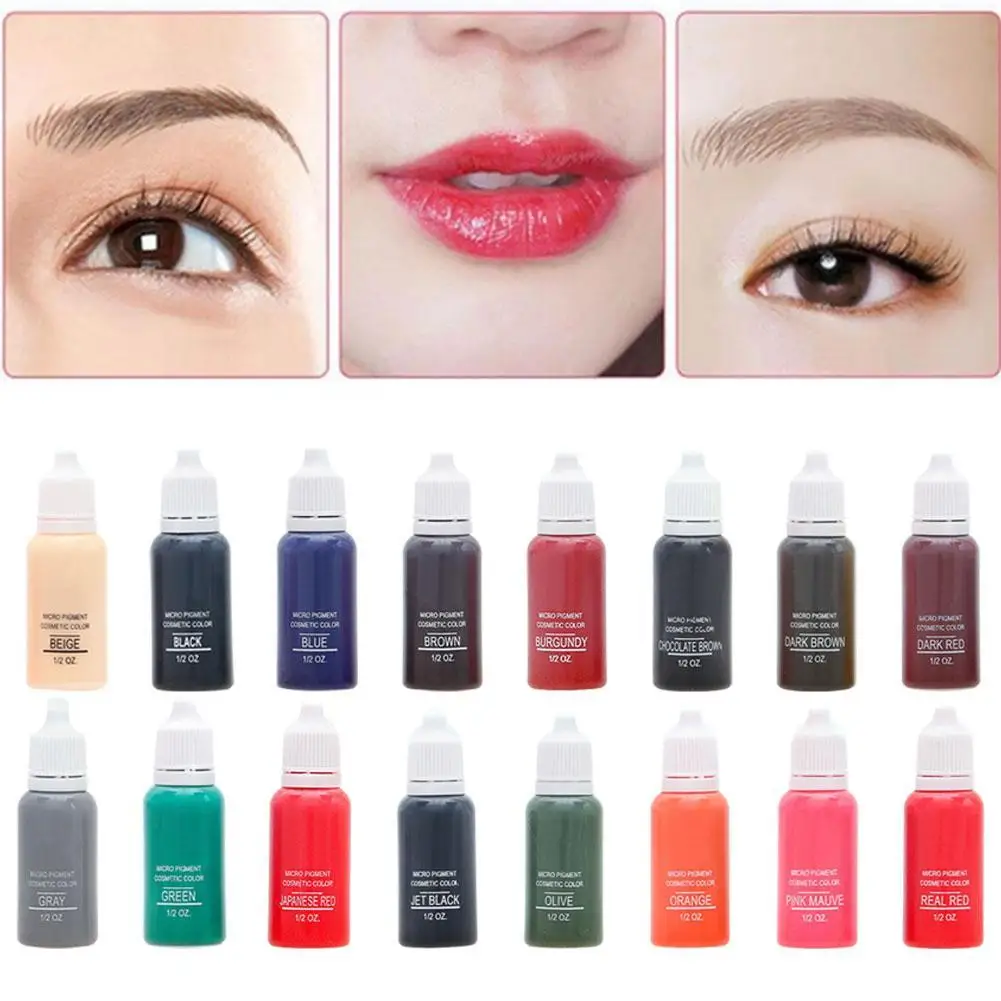 23 Color Semi Permanent Makeup Eyebrow Inks Lips Eye Line Tattoo Color Microblading Pigment Eyebrow Tattoo Color Inks