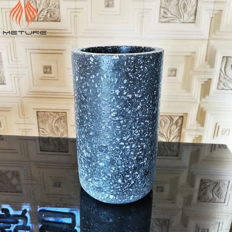 High Cylindrical grey Terrazzo style cement flower pot