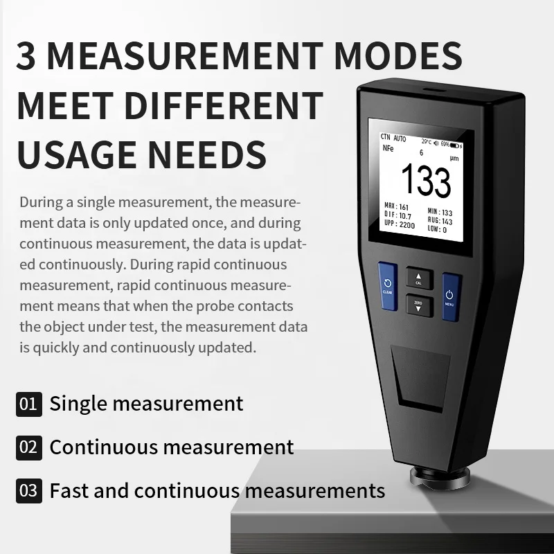 0-2000um Digital Thickness Gauge Auto Fe/NFe Probe Car Coating Refinishing Paint Thickness Tester Detector