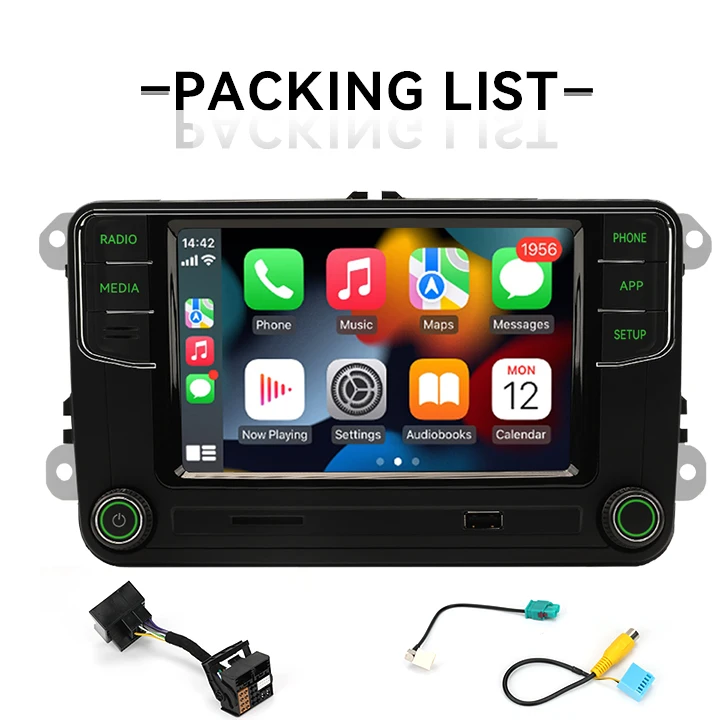 RCD360 PRO Green Light Car Radio MIB Android Auto Carplay Navigation Green Menu For VW  Skoda