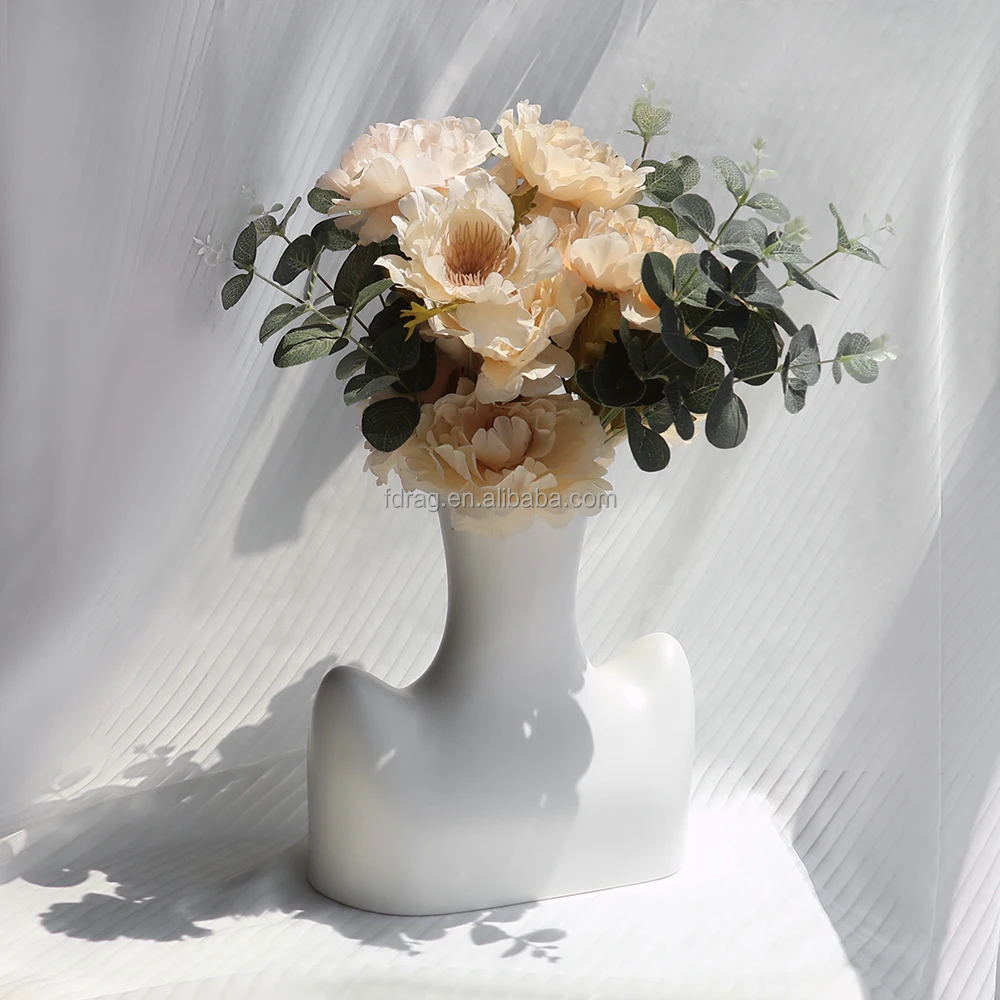 Manufacturer Custom Design Feminist Minimalism Multi Colors Matte White Big Porcelain Ceramic Dried Flower Vase for Home Decor