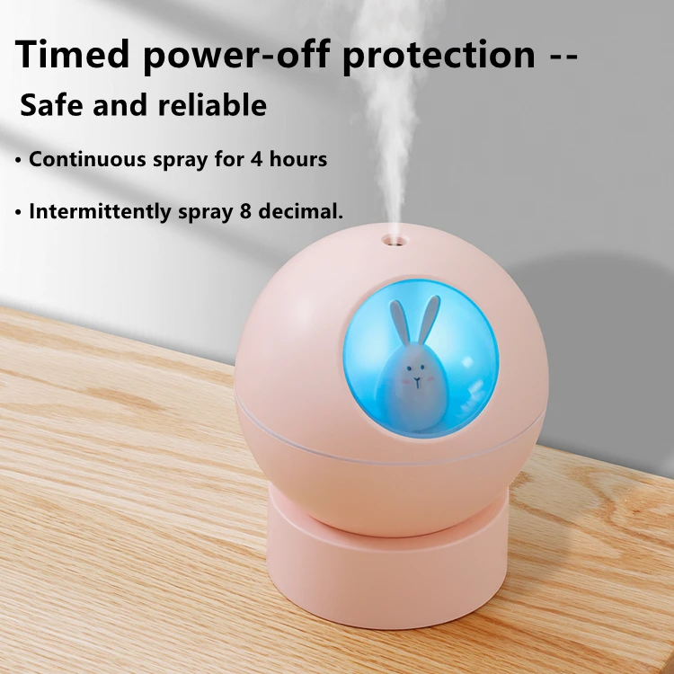Mini ultrasonic electric led USB cute rabbit air humidifier for kid bedroom mist diffuser