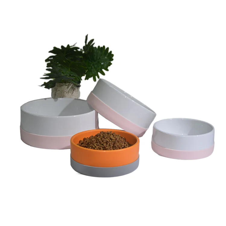 Manufacturer wholesale multi colors ceramic Silicone frame pet cat dog bowl Ceramic pet water fountain dog food bowl
