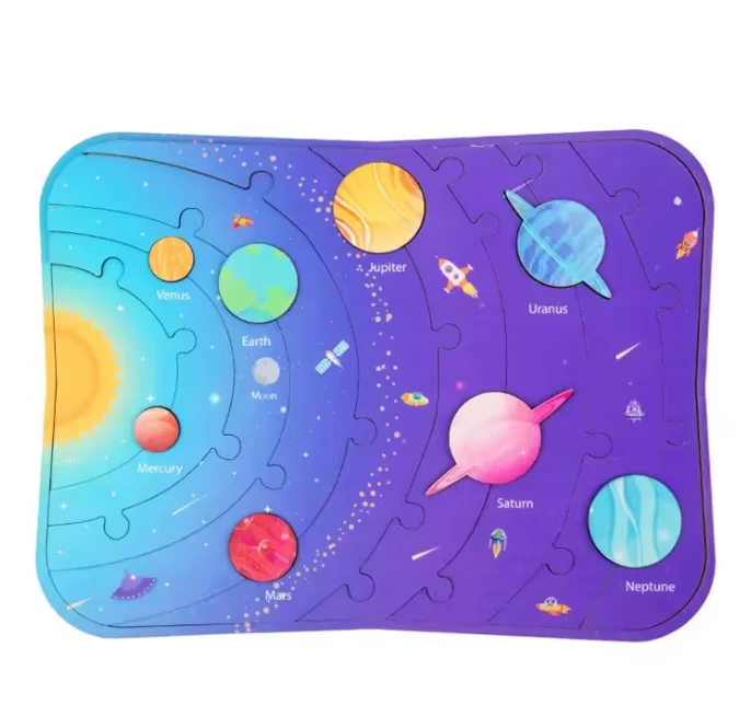 New Arrival Design Universe 8 Planets Of The Solar System Colorful Wooden Early Educational Jigsaw Puzzle Toys For Children