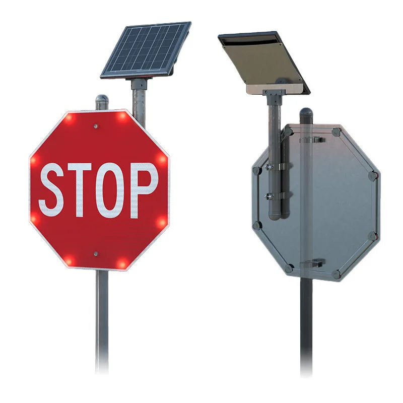 Traffic Reflective Blinking Solar Powered LED School Bus Stop Arrow Signal Metal Road Construction Safety Warning Signs