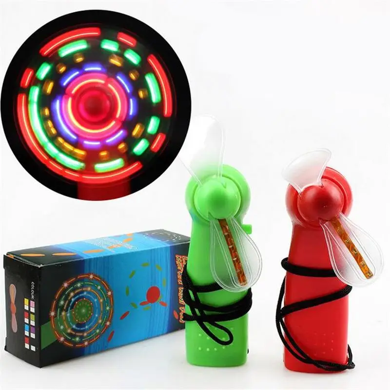 
50 Mini flash fan LED Lighted Toys Summer colorful small fan flash toy Plastic windmill toy 