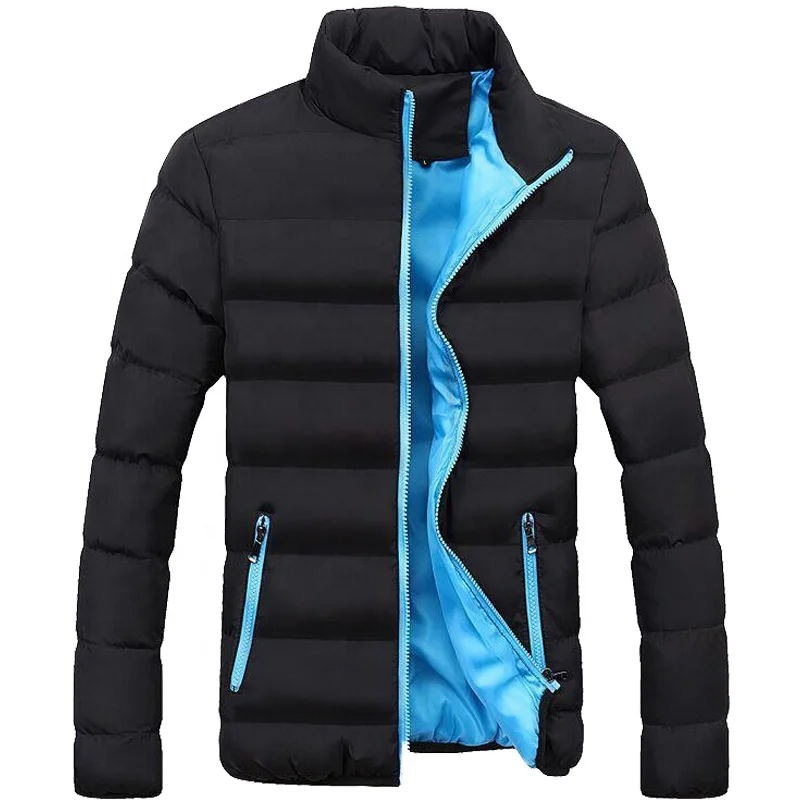 Wholesale Outdoor Light Warm Cotton Feather Custom Logo Black Hooded Winter Polyester Filled Down Jackets for Men