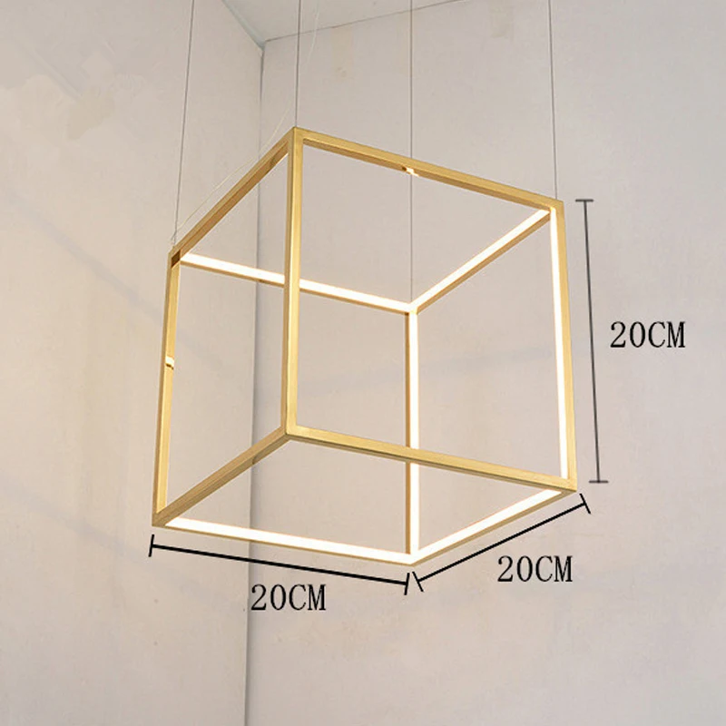 OEM Custom Design Simple Cube Hanging Light Metal Engineer Project Bar Cafe Chandelier Lamp Ceiling Wall LED Living Room Light