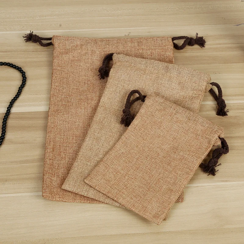Wholesale Cheap Reusable Custom Logo Printed mini jute linen bag