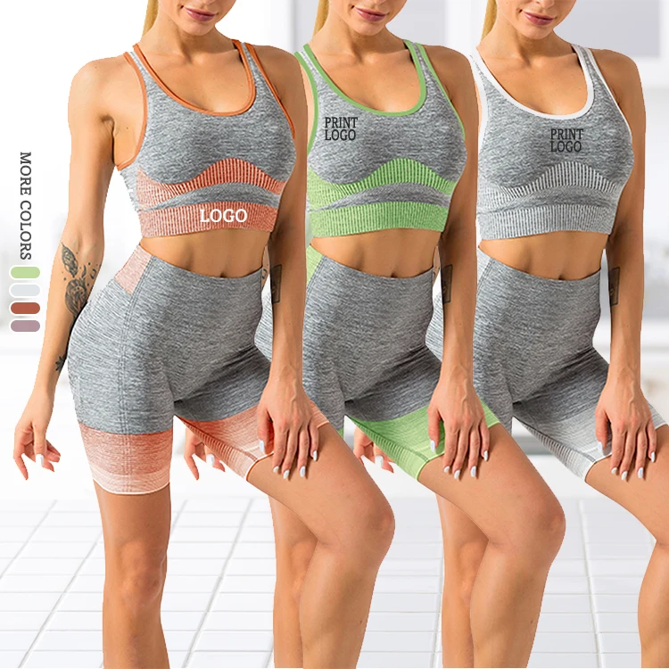 
Dropshipping Custom Seamless High Waist Workout Clothing Women Fitness Yoga Short Sets 
