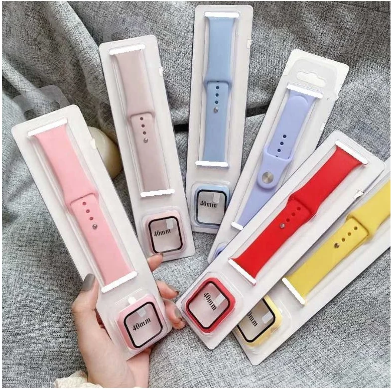 Silicone Strap for Apple Watch 4/5/6 38mm/40mm/42mm/44mm Bracelet Wristband Watch Band Series 6 Smart Watch Protective Case