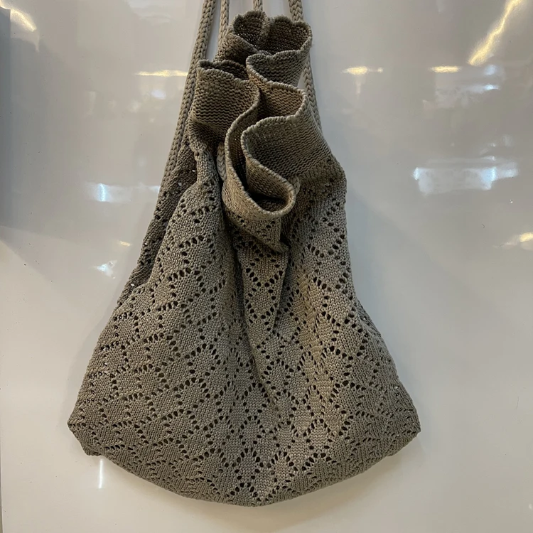 Factory Custom Fashion Portable Crochet Large Capacity Shopping Hollow Out Knitted Bag Backpack