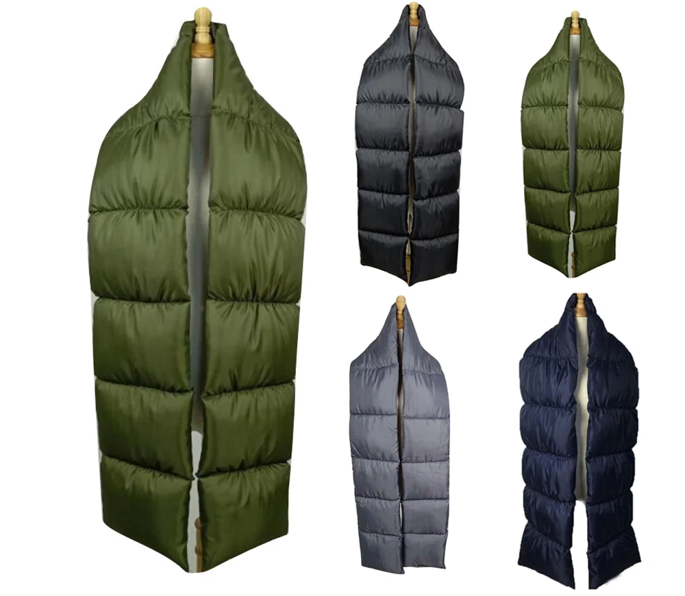 
Wholesale superior durability soft cotton winter warm scarf inside down feather filled contractive long puffer scarf 