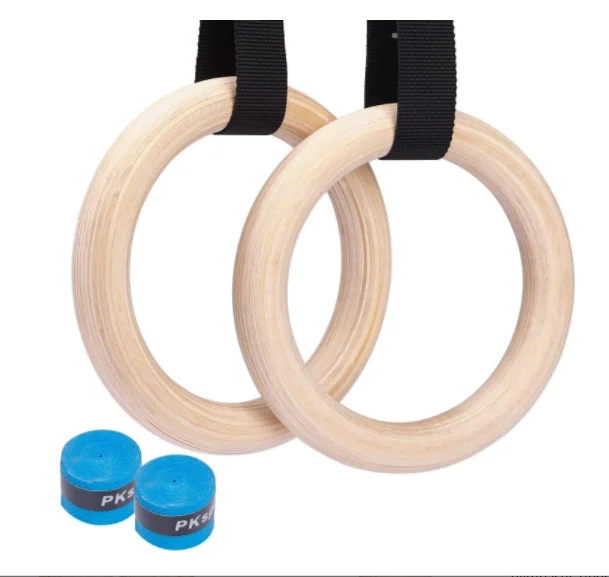 Wood Gymnastics Rings Straps With Numbered Straps