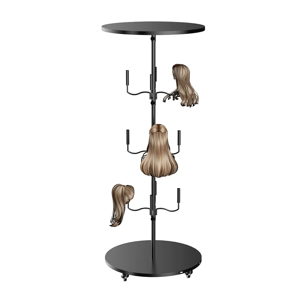 New Style Wig-Display Stand 3 Tier Hair Salon Stand Metal Floor Type Hair Extension Display Stand