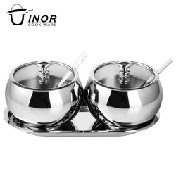 Chaozhou sugar bowl stainless steel coffee tea canister with glass lid