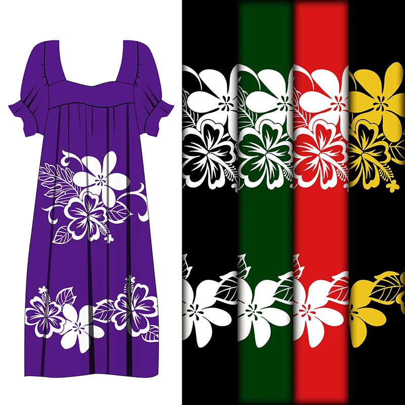 Fabric Factory Rayon Printing Custom White Large Flower Printed Fabric For Dresses